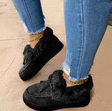 Cotton indoor shoes with velvet lining in multiple colours including leopard print, showing round toe design