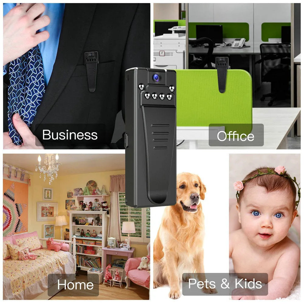 Black 1080p HD home security camera with rotational mount and night vision capability