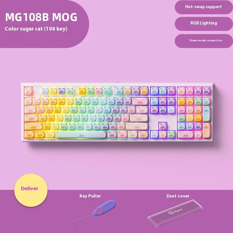 Colourful Sugar Cat mechanical keyboard with Bluetooth connectivity and piano shaft switches