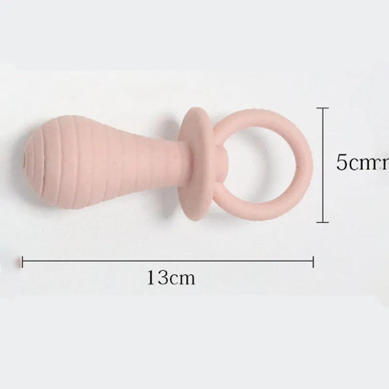 TPR pet pacifier squeaker toys for puppies and kittens in blue, grey, green, and pink colours
