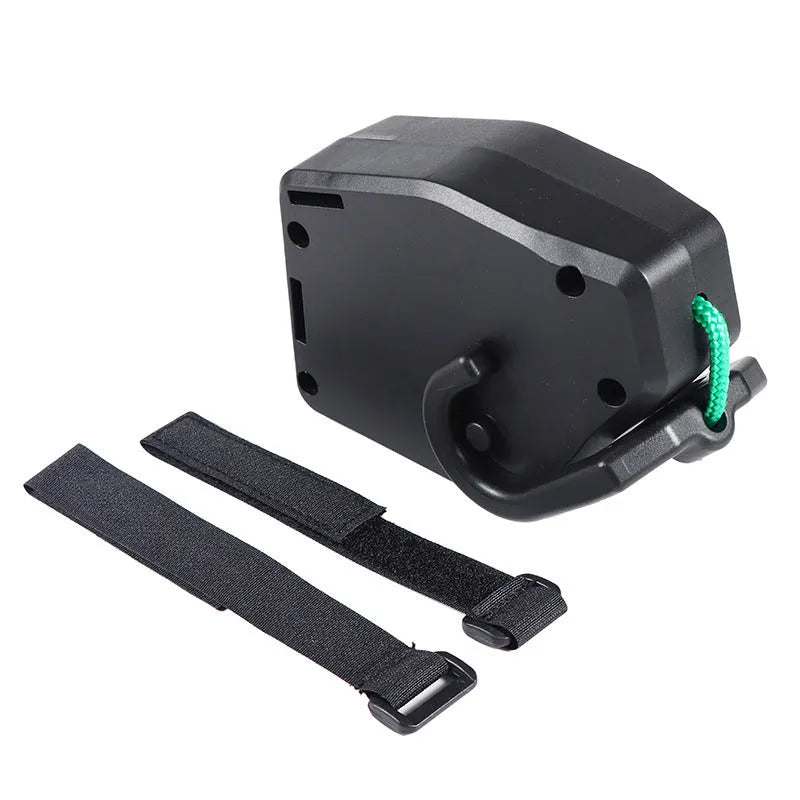 Black plastic bicycle trailer tow rope for connecting bikes to cargo or child trailers.
