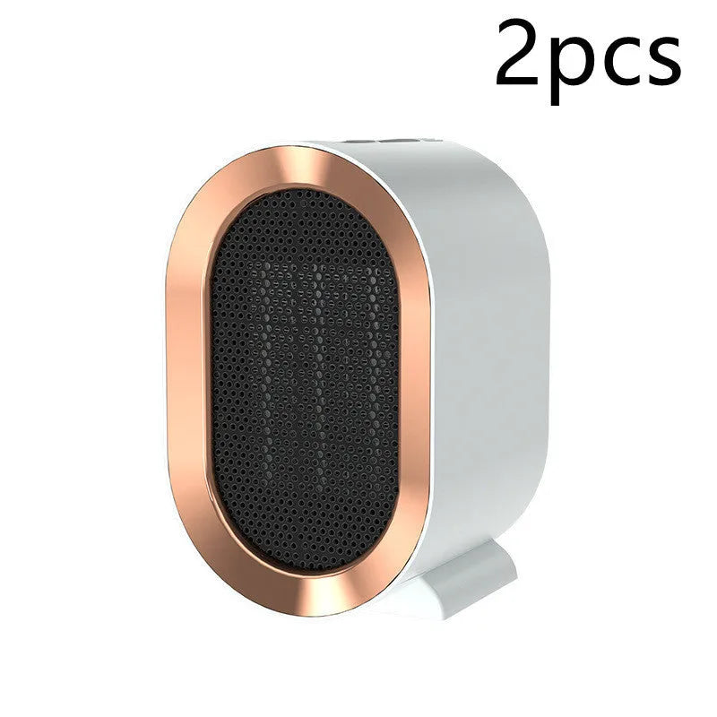 Desktop electric heater with ceramic heating technology in black, blue, green, or white colour options