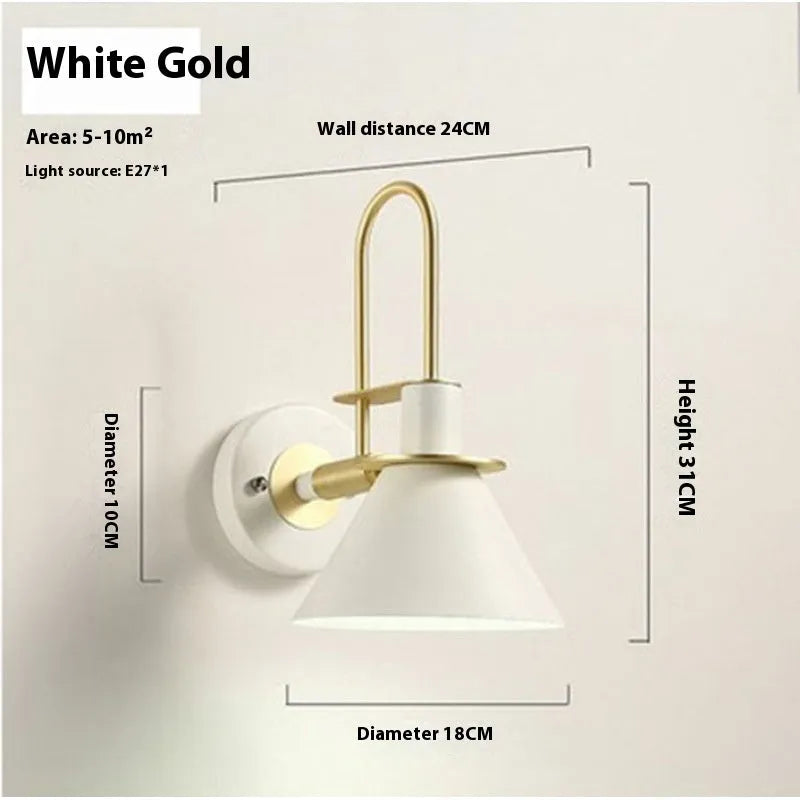LED wall lamp 220V in modern minimalist style with black, white, green, yellow, pink or gray finish options