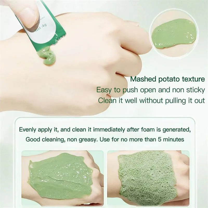 Natural organic avocado deep cleansing bubble mask in 12 single-use 4g packs
