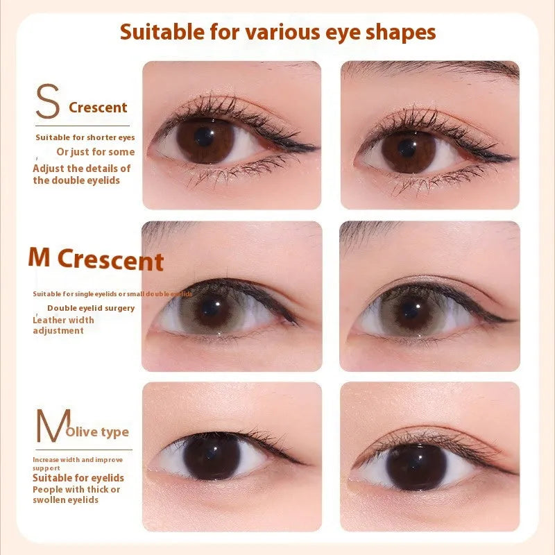 Roll of invisible lace double eyelid stickers with clear adhesive, 120 pieces in crescent and olive shapes
