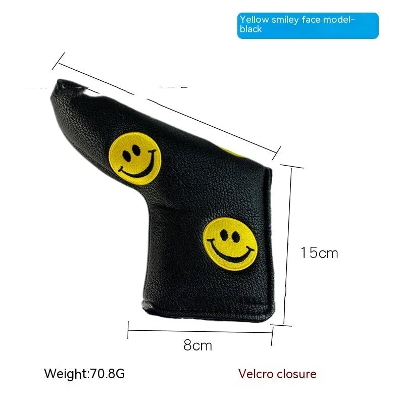 Golf putter sleeve in PU waterproof fabric with fleece lining, showing multiple design options
