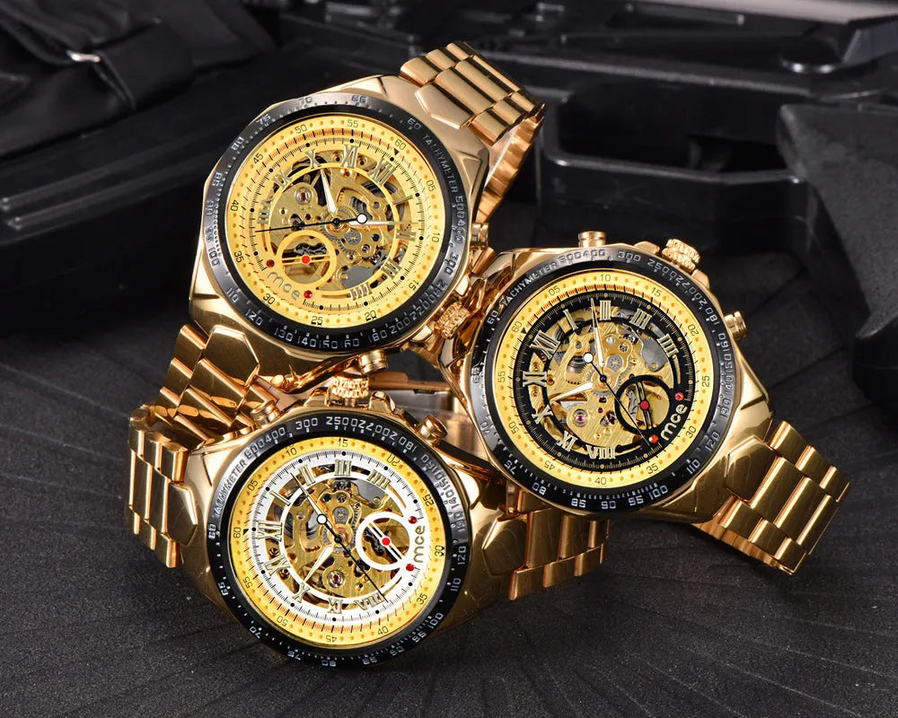 MCE men's mechanical watch with explosion-proof casing in multiple colour options for professional use.