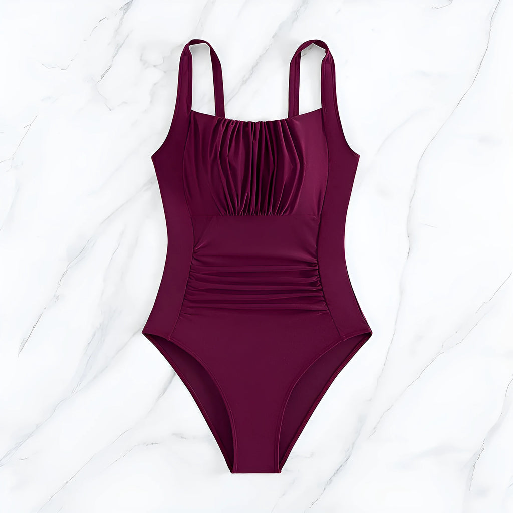 Women's multicolour printed one-piece swimsuit in polyester fibre, available in various colours