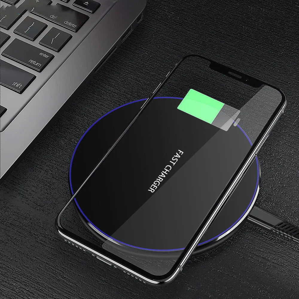 10W metal Qi wireless charger ultra-thin 100mm pad with Micro USB cable white