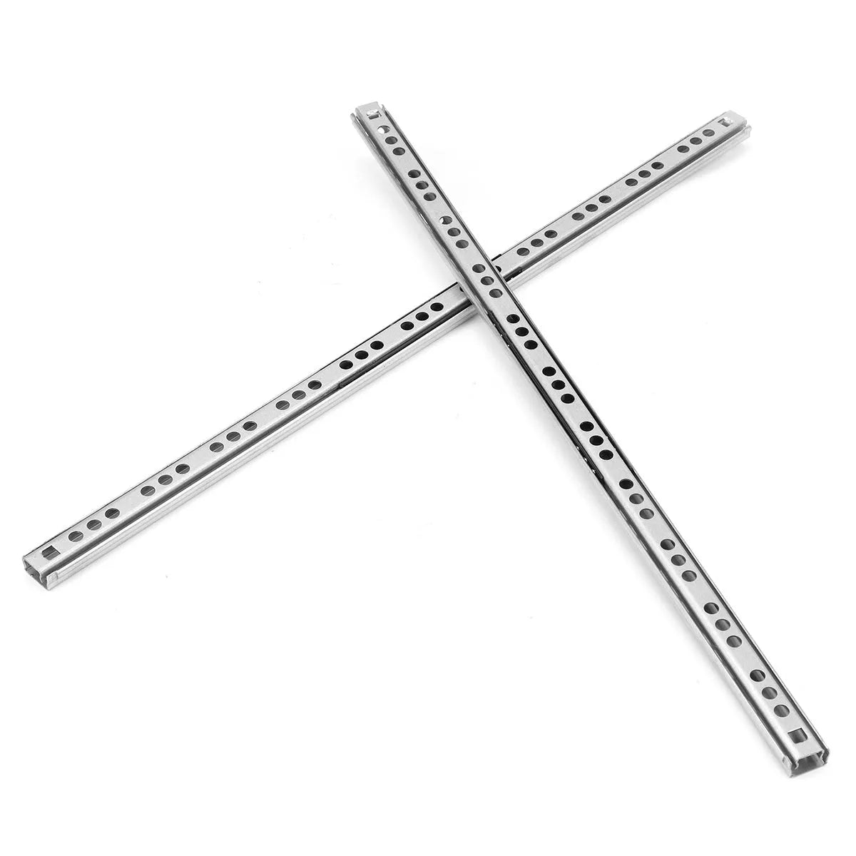 Two-section ultra-narrow 17mm steel drawer slide rail with ball bearings for heavy-duty use.