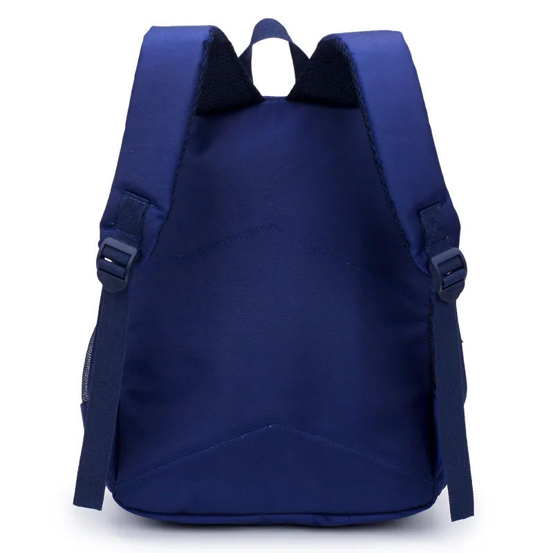 Cartoon bear nursery school backpack for boys in deep blue or mei red with adjustable straps