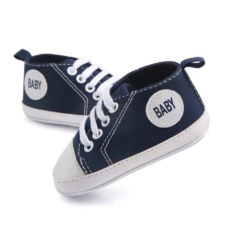 Canvas classic sports sneakers for baby boys girls first walkers soft sole anti-slip shoes in multiple colours sizes 11-13cm