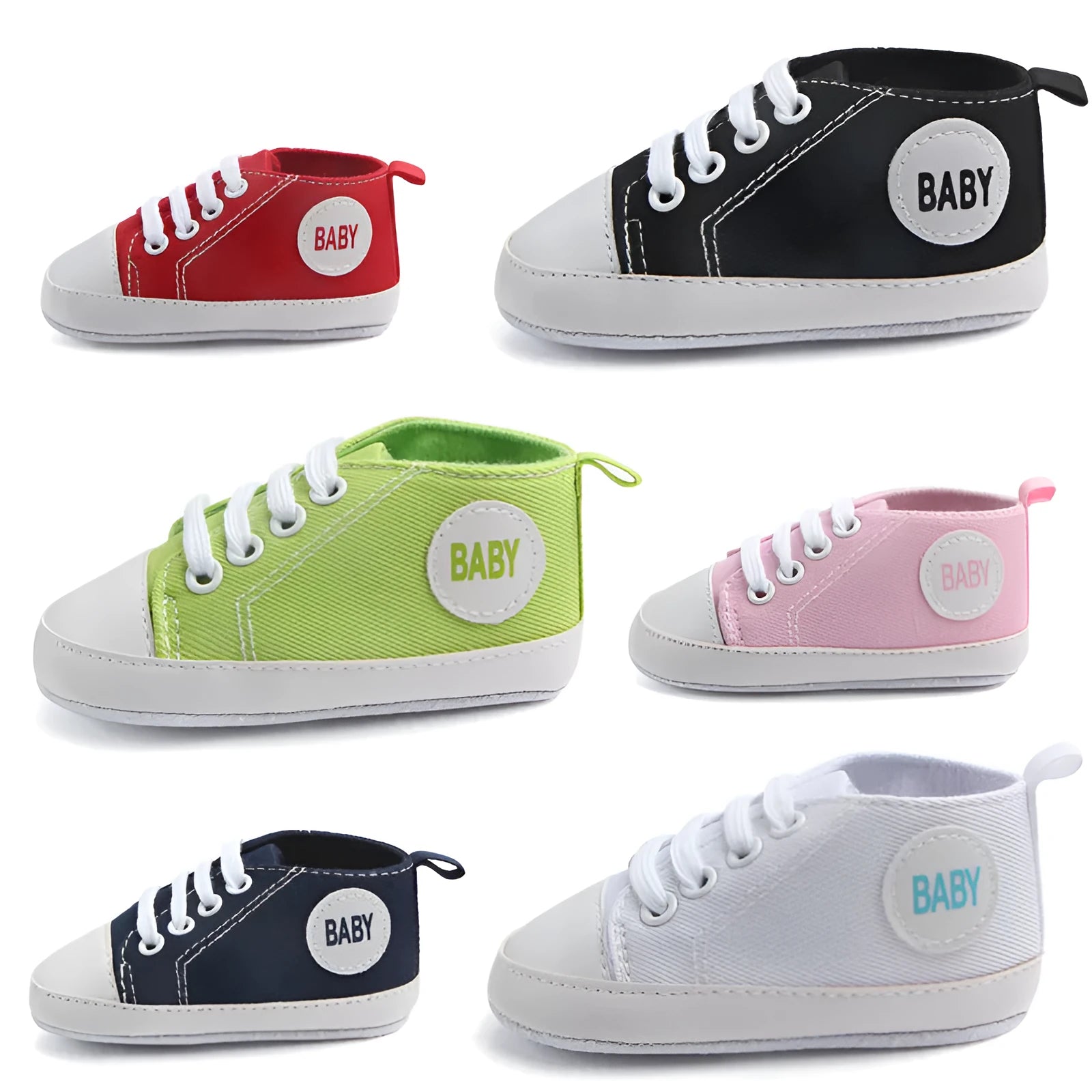 Canvas classic sports sneakers for baby boys girls first walkers soft sole anti-slip shoes in multiple colours sizes 11-13cm