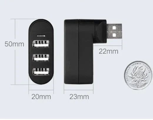 USB 2.0 splitter hub with multiple ports in black and white colour options
