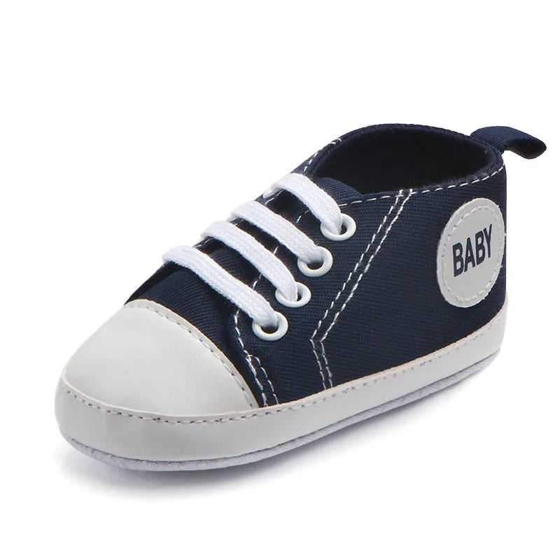 Canvas classic sports sneakers for baby boys girls first walkers soft sole anti-slip shoes in multiple colours sizes 11-13cm