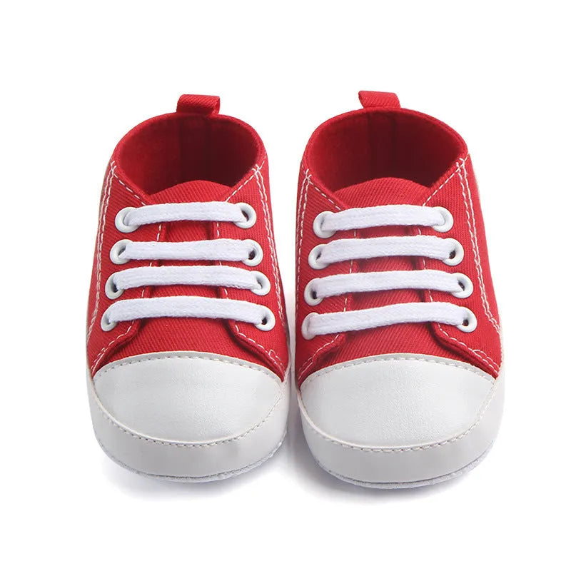 Canvas classic sports sneakers for baby boys girls first walkers soft sole anti-slip shoes in multiple colours sizes 11-13cm