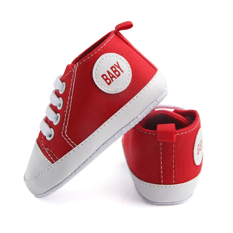 Canvas classic sports sneakers for baby boys girls first walkers soft sole anti-slip shoes in multiple colours sizes 11-13cm