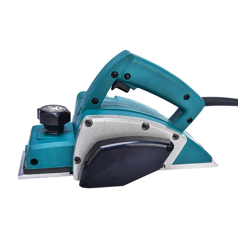 Red electric wood planer with aluminium shell, 82mm planing width