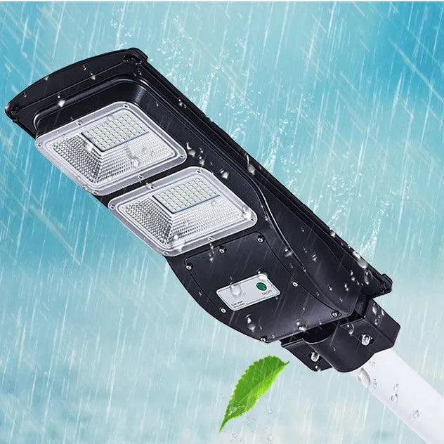 Integrated solar street light with solar panel and LED light source for outdoor illumination
