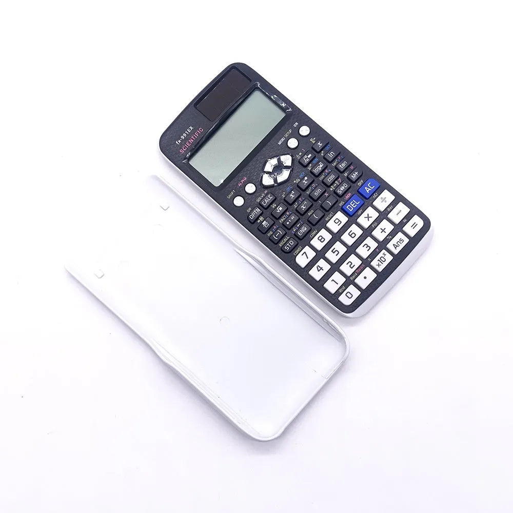 CASIO fx-991EX scientific calculator in black, blue, or pink with solar panel and dot matrix display