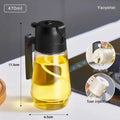 470ml glass oil sprayer dispenser with ergonomic handle in beige, black, green, or yellow colours