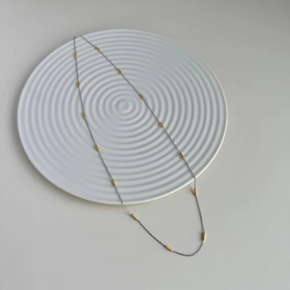 925 silver clavicle chain necklace with electroplated colour separation finish DY191358-S-Q-NA