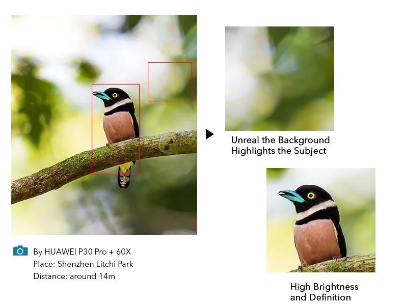 APEXEL black mobile telephoto lens with 36x magnification for smartphone photography