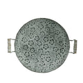 Round wrought iron belt storage tray in European style, shown in two sizes.