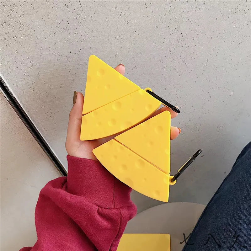 Yellow silicone protective case for Apple AirPods and AirPods Pro charging case.