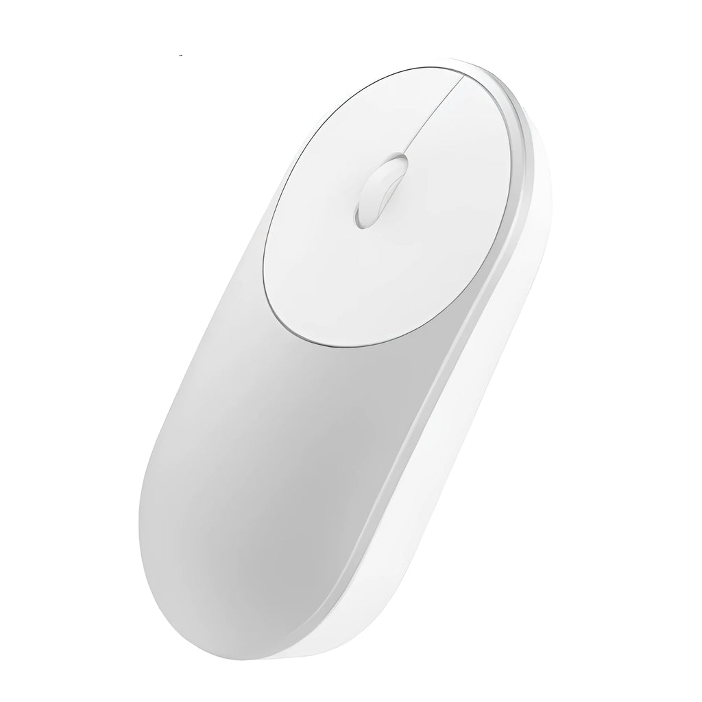 Black and white wireless portable mouse with Bluetooth connectivity for laptop use