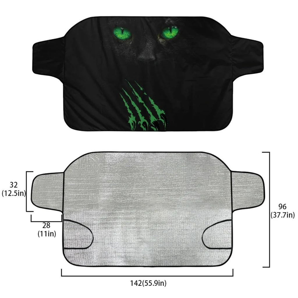 Car snow protection and sunshade cover in aluminium film fabric, size 130 by 70 cm