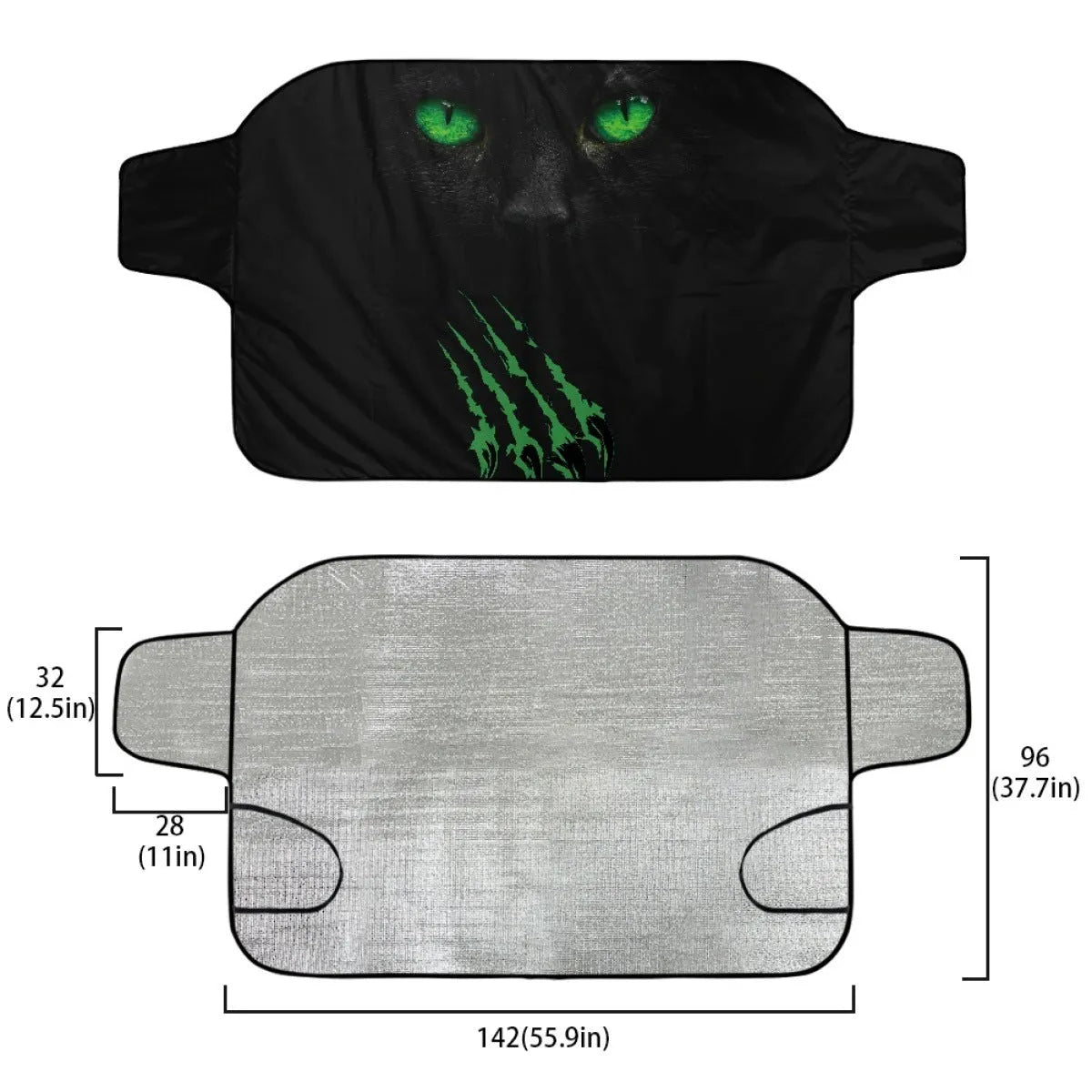 Car snow protection and sunshade cover in aluminium film fabric, size 130 by 70 cm