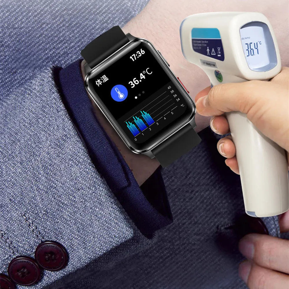 Multi-sport fitness watch with large tempered glass screen on a silicone wristband