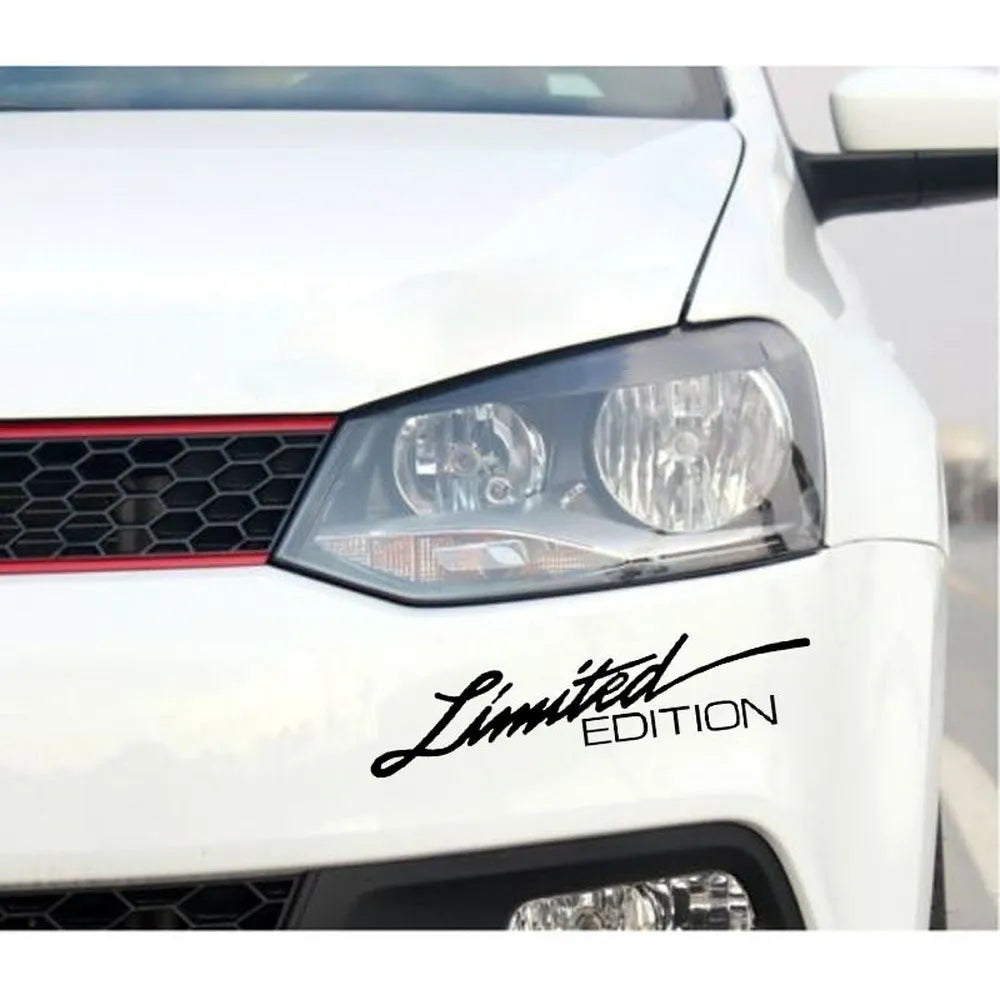 Reflective English text bumper sticker in black, white and colourful options, measuring 16cm by 3.8cm.