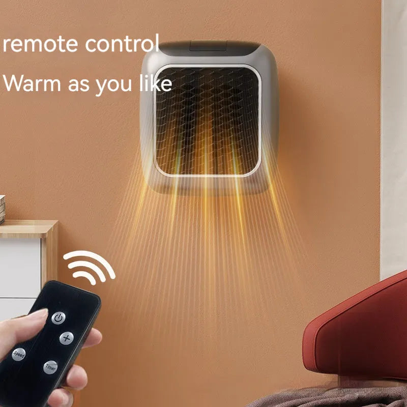 Mini wall-mounted PTC fan heater in grey, green, or blue, 800W, for rooms 11-20 sq m