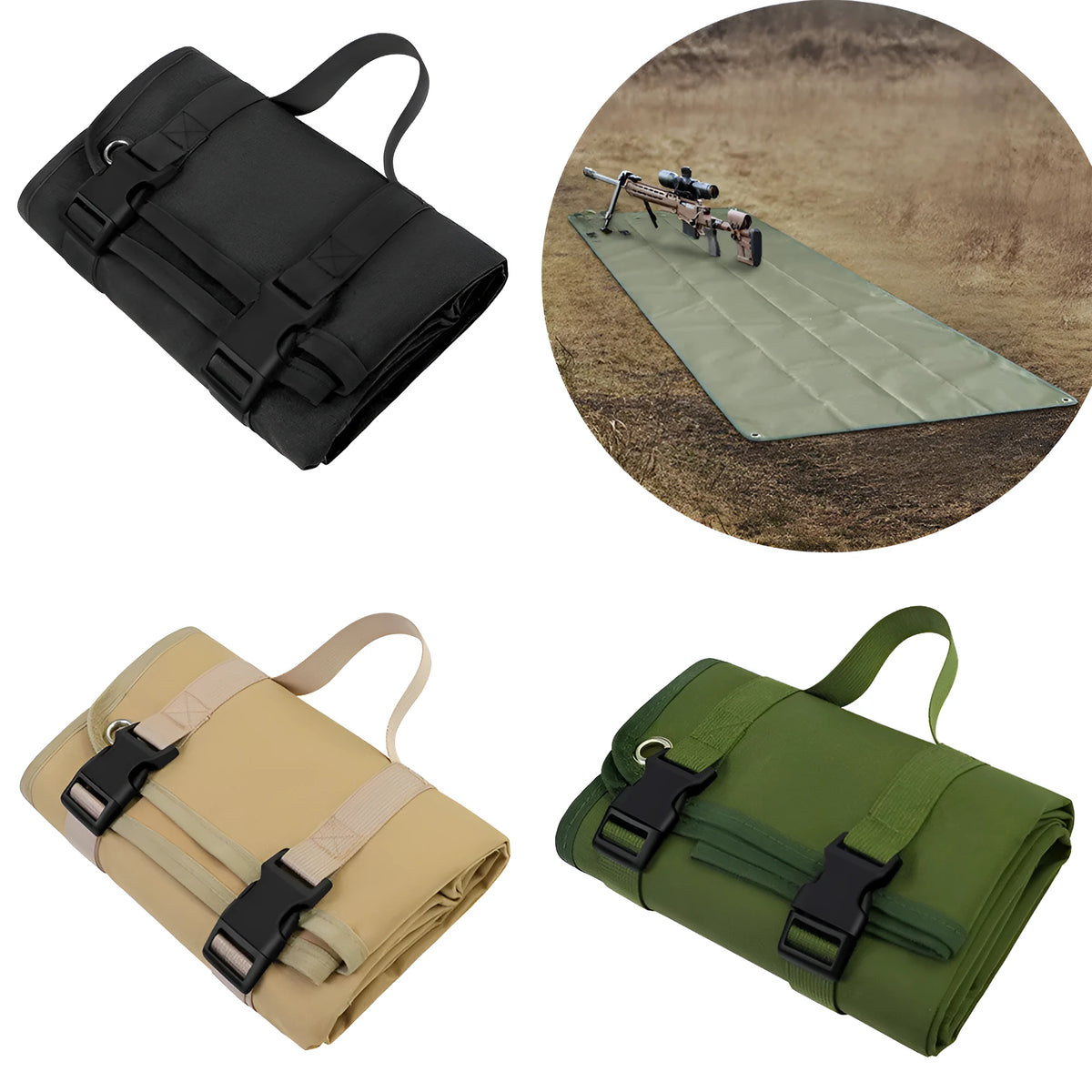 Tactical shooting mat in army green, Oxford cloth, 200 x 75 cm, moisture-proof for camping and beach