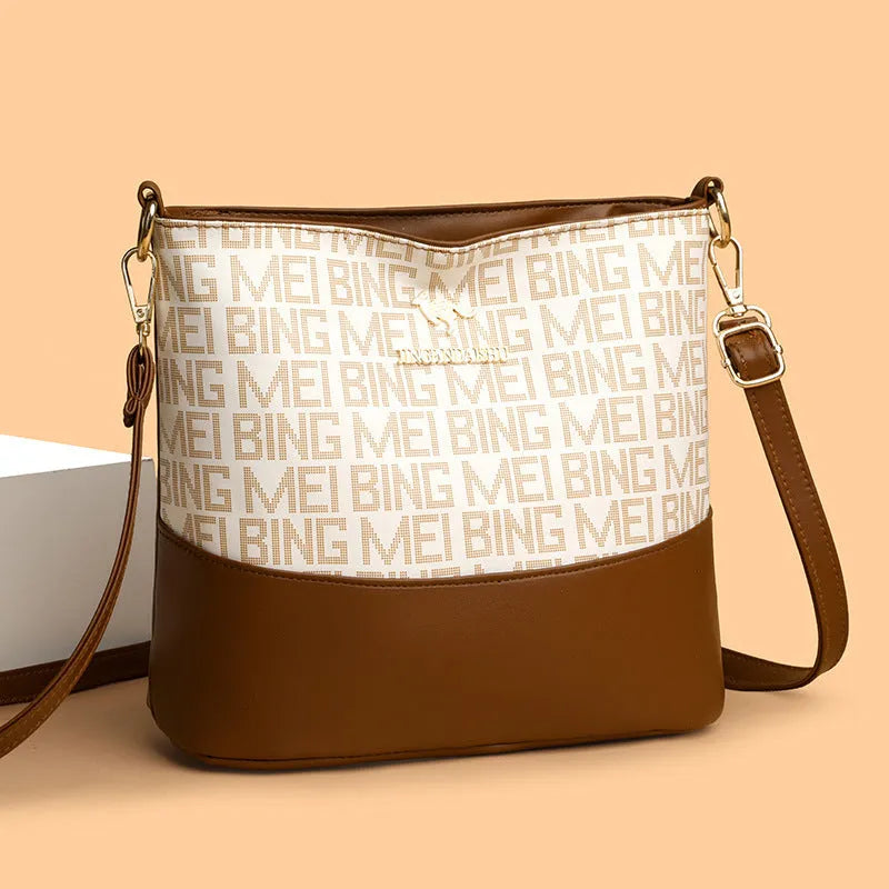 Brown soft PU leather messenger bag with internal phone and file compartments