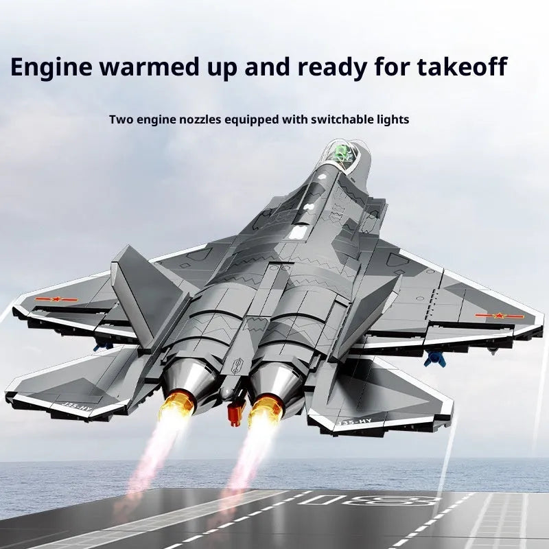 J-50 6th generation fighter building blocks model in plastic, military shipborne assembly toy in colour box