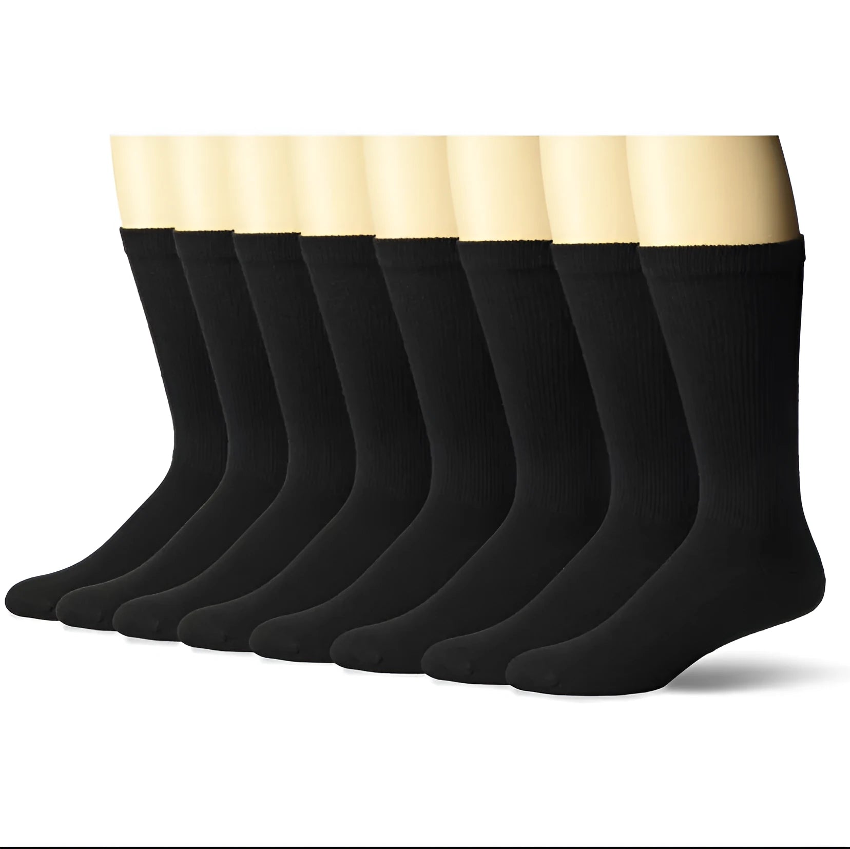 Mid-calf length sports sock in polyester cotton fabric, shown in black colour.