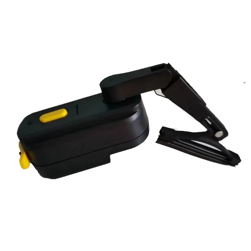 Black plastic 800mA helmet wiper motor for motorcycles with a 65mm visor wiper blade.