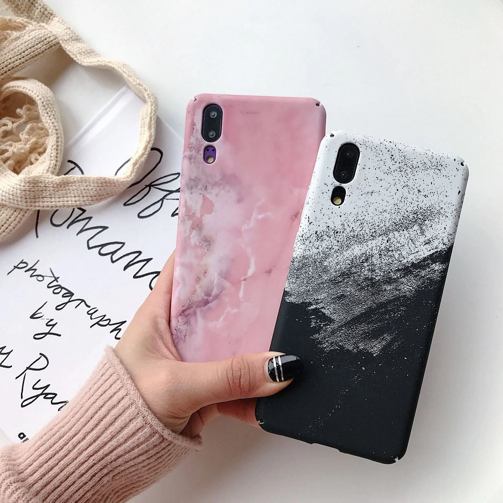 Black painted PC back cover case for Huawei P20 Pro smartphone.