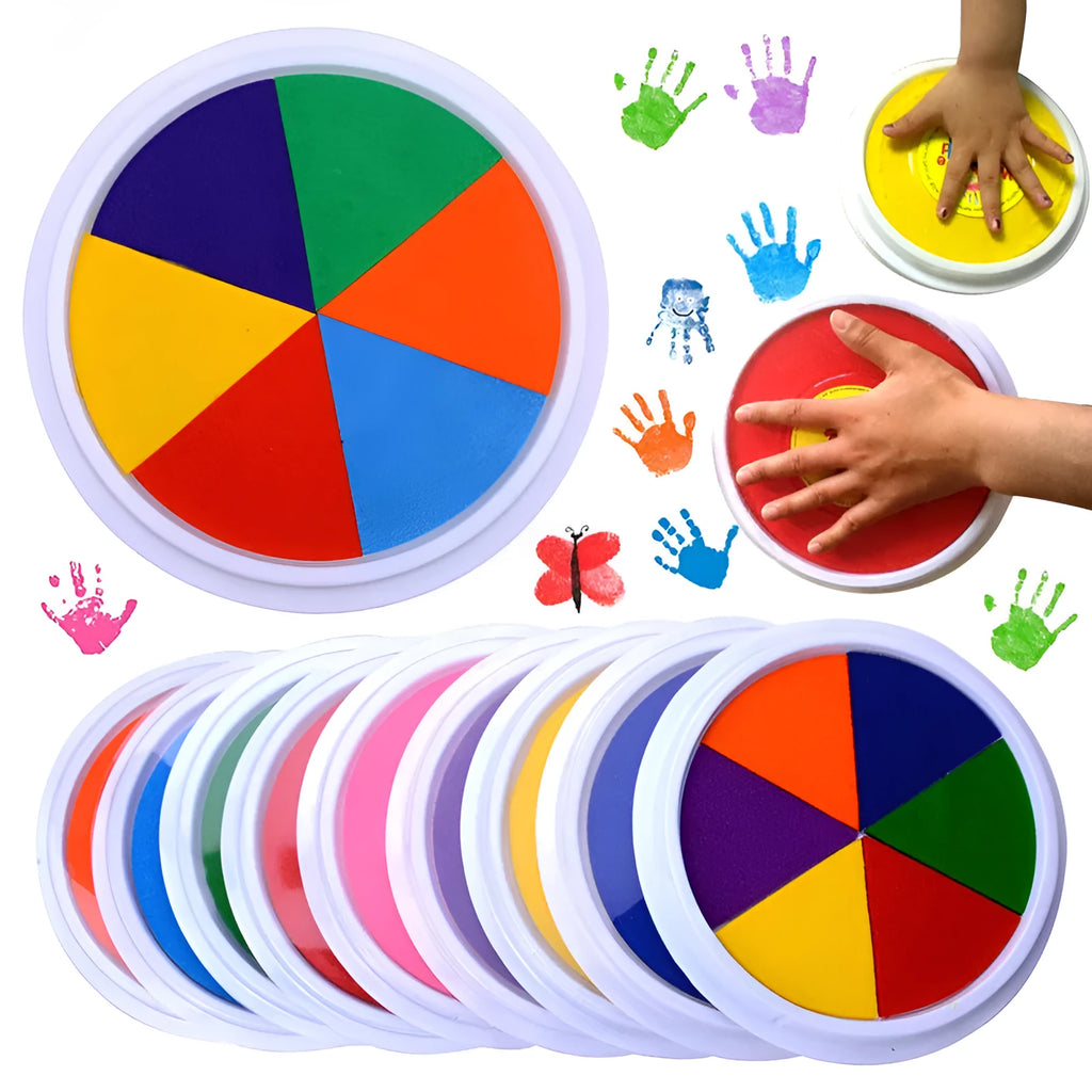 Children's fingerprint inkpad with plastic cover and picture albums for creative art activities