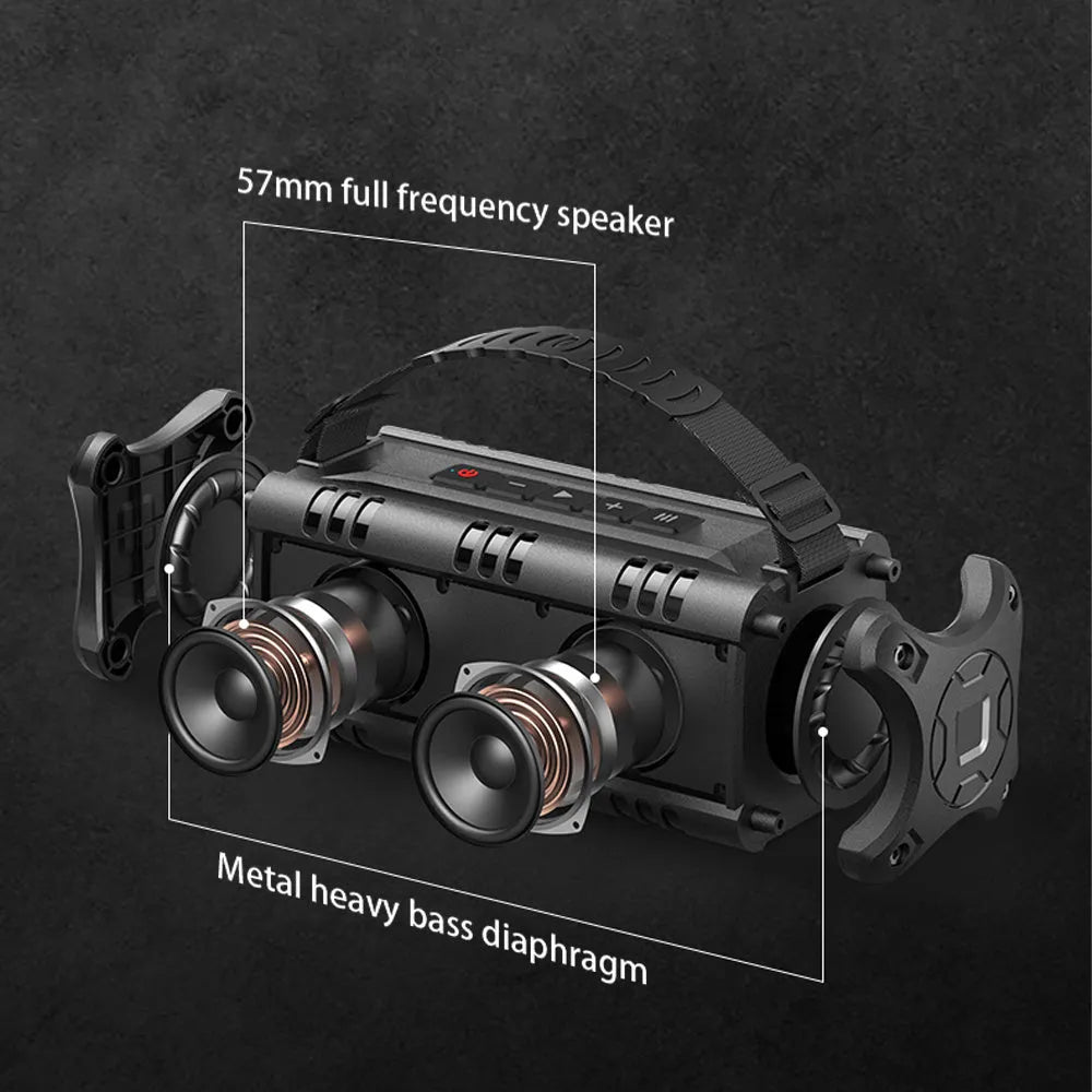 Black portable Bluetooth speaker with NFC, USB and TF card support, 251.4 x 94.5 x 94.5mm