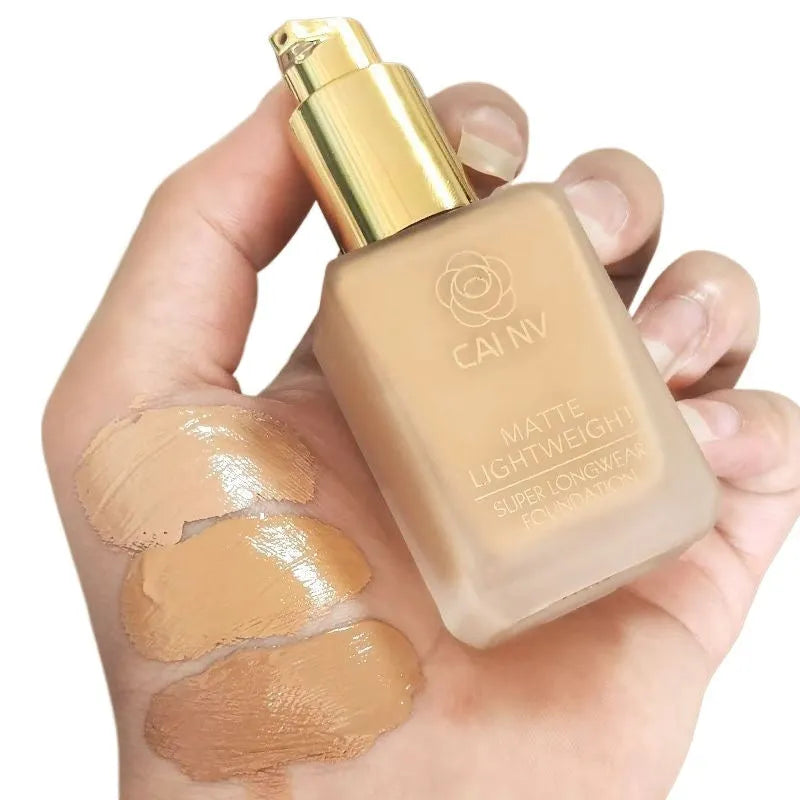 Wheat colour liquid foundation cream with black and white blend agents for mixed skin types