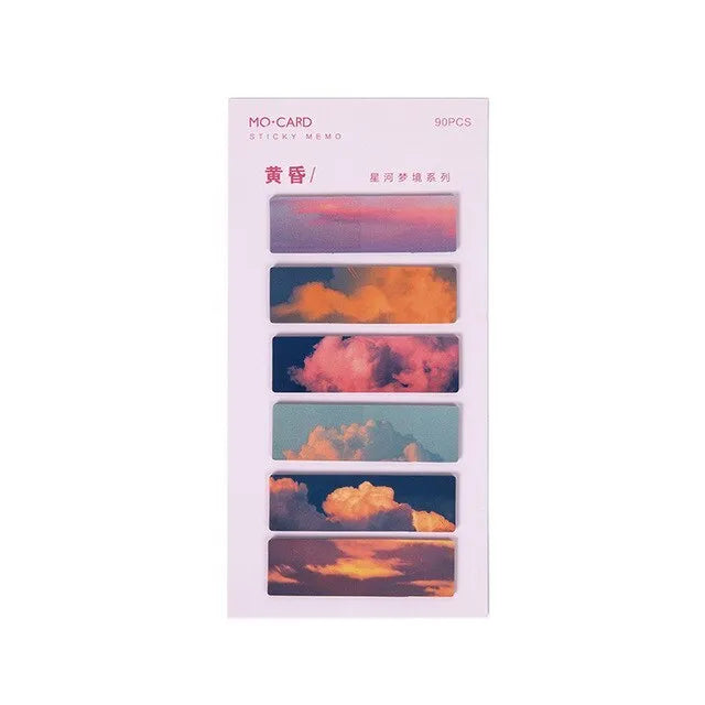 Night sky star themed index marker post-it notes in six celestial colours
