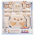 Beige 100% cotton baby cardigan suit with long sleeves and cartoon animal print for newborns.