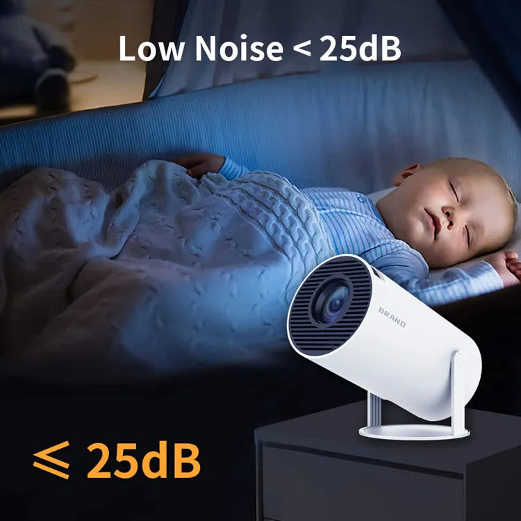 White HD 720p portable mini projector with Android system and 120ANSI brightness