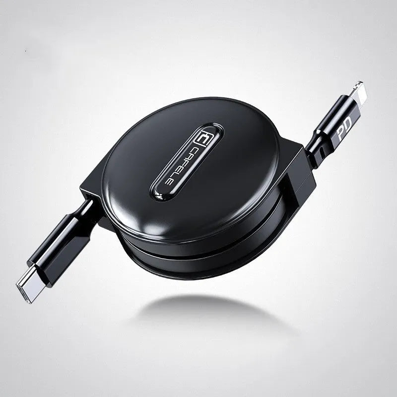 Black 18W PD single-port charging head with PD cable set, five-step adjustable length