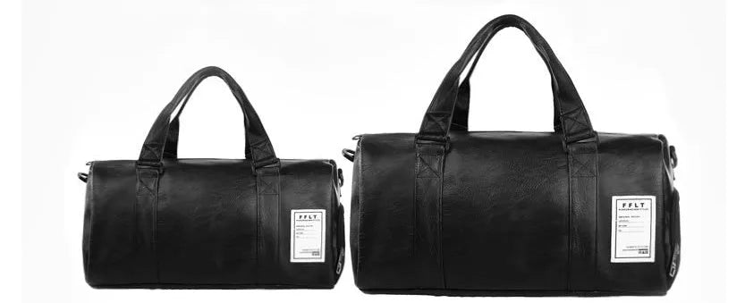 Black waterproof sports fitness bag with separate shoe compartment and diagonal strap.