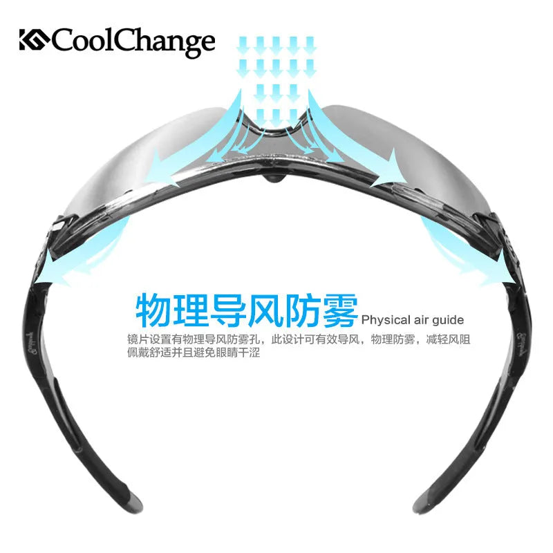 Polarised cycling glasses for myopia wearers, wind-resistant unisex bike eyewear in grey, red, and yellow
